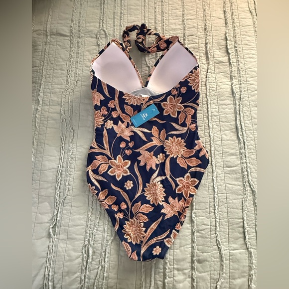 Cupshe Navy and Floral One Piece Swimsuit - Picture 2 of 4